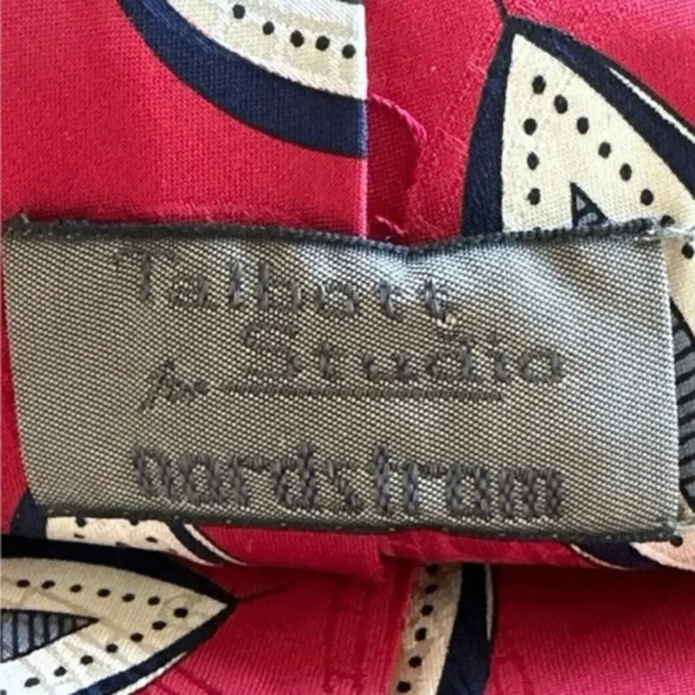Talbott Studio for Nordstrom Men Neck Tie 100% Silk Geometric Red Navy Cream